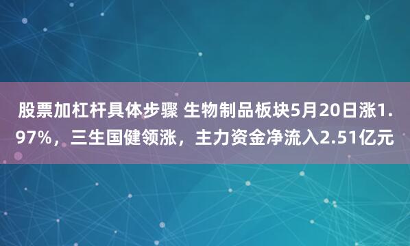 股票加杠杆具体步骤 生物制品板块5月20日涨1.97%，三生国健领涨，主力资金净流入2.51亿元